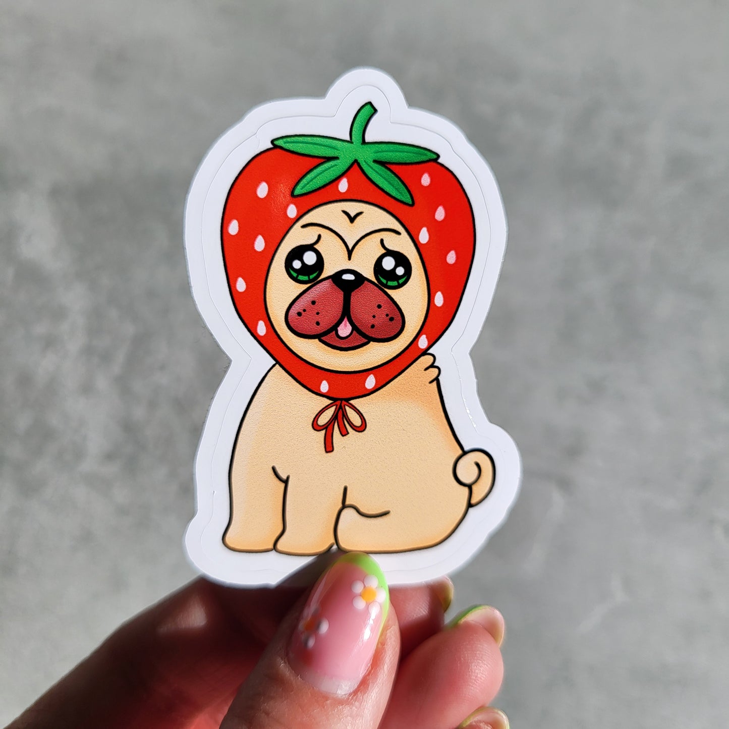 Strawberry pug sticker