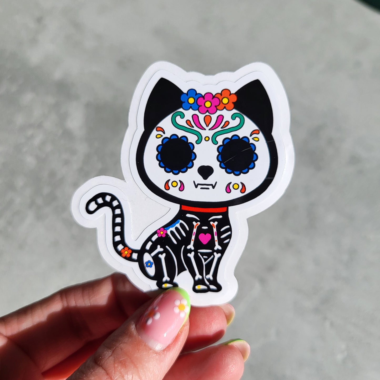 Sugar skull cat sticker