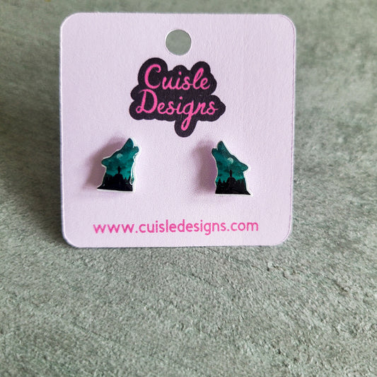 Wolf stud earrings